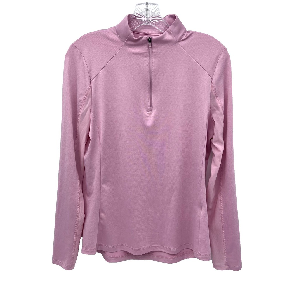 CALLAWAY Women's Size S Pink Weather Series 1/4-Zip Pullover Sheer Long Sleeves